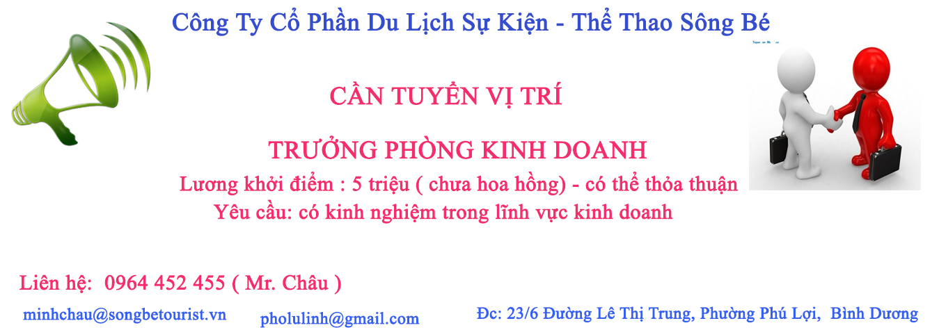 Tuyển dụng Trưởng Phòng Kinh Doanh 